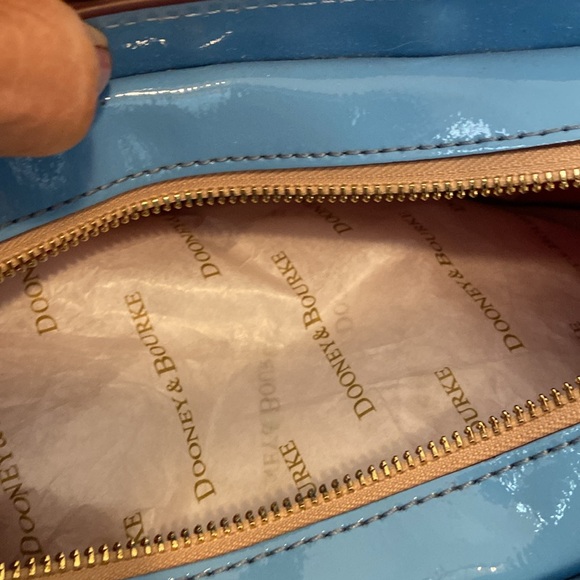 Dooney & Bourke Handbag Patent Leather Hobo Shoulder Denim Blue - Picture 15 of 16